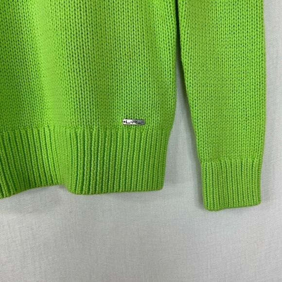 Lauren Ralph Lauren Active Lime Green Knit Sweater Womens Small NWT Elbow Pads - Picture 3 of 8